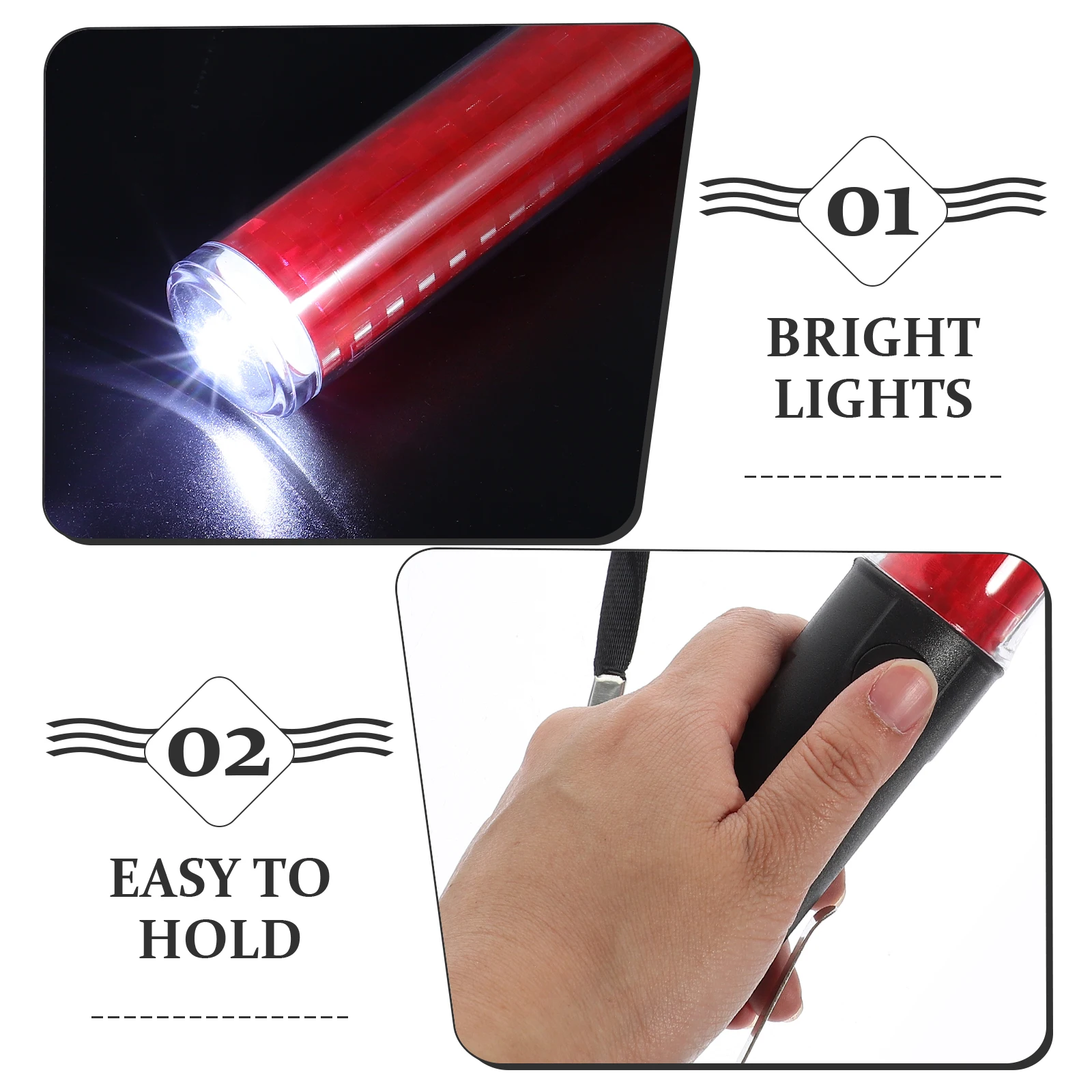 

LED Warning Light 26cm Red Traffic Concert Party Luminous Stick Hook Reusable Glow Evacuation Lighting Tool Decorative