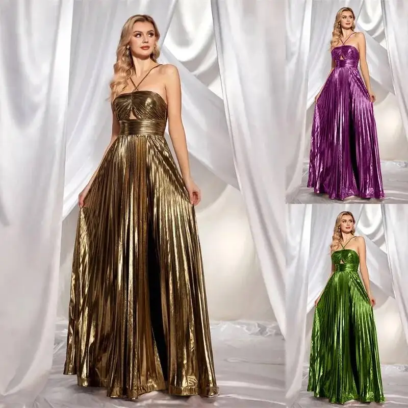 

Sexy Women Pleated Mermaid Party Floor Length Dress Elegant Off Shoulder Folds Graduation Host Celebrity Evening Long Robe Gown