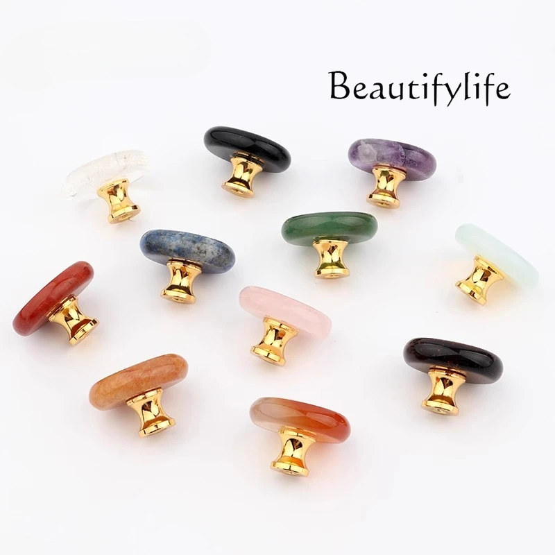 

Light luxury pure natural stone crystal Reiki kitchen cabinet door drawer handle small gift jewelry box decorative handle