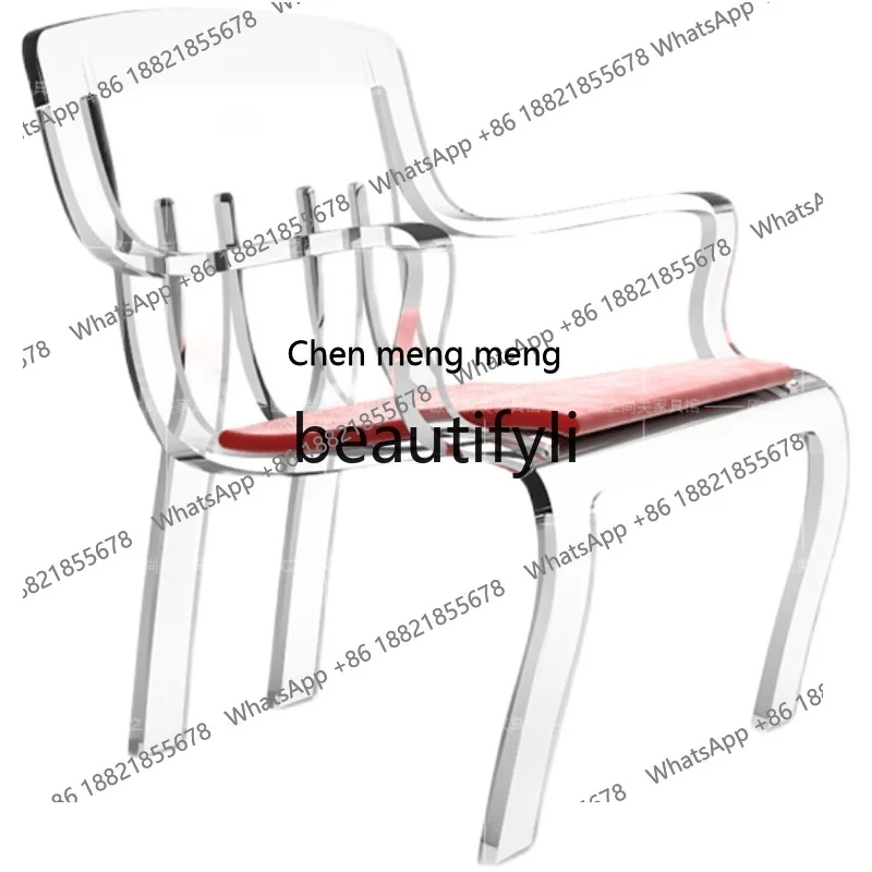 Light luxury high-end home dining chair designer transparent acrylic chair living roomH