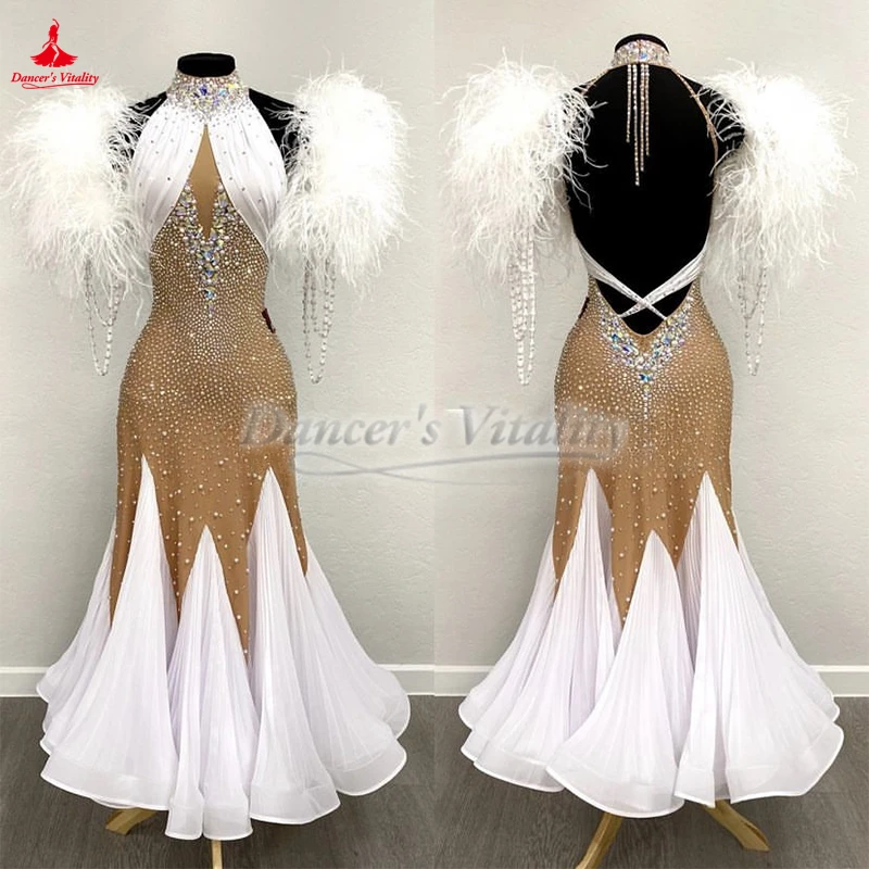 Vestidos plisados envolventes para baile de salón, ropa de competición personalizada para adultos y niños y adolescentes, vals Foxtrot Tango