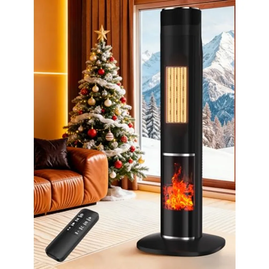 

Portable Ceramic Space Heater 1500W Large Room Heater with Thermostat Remote Control 24H Timer 80 Oscillation Overheat and Tip-