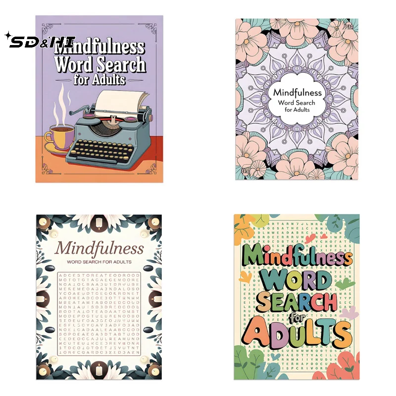 1PCS Mindfulness Word Search Book For Adults With Solutions Stress-Relieving Puzzle Notebook Perfect For Daily Relaxation