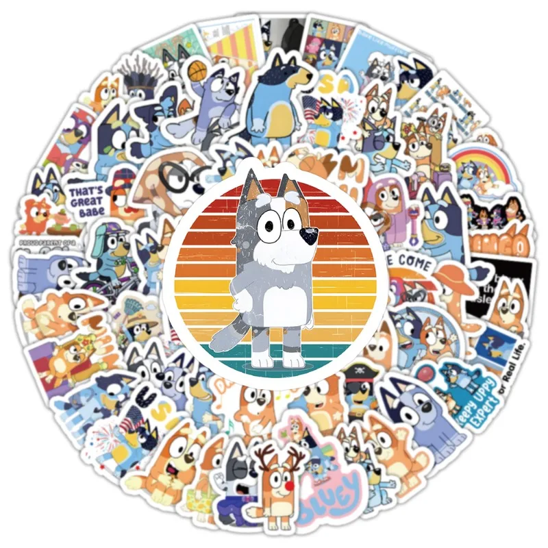 

Набор наклеек Bluey (103 шт.), водонепроницаемые, для холодильника, чемодана, блокнота, креативные, для детей, подарки