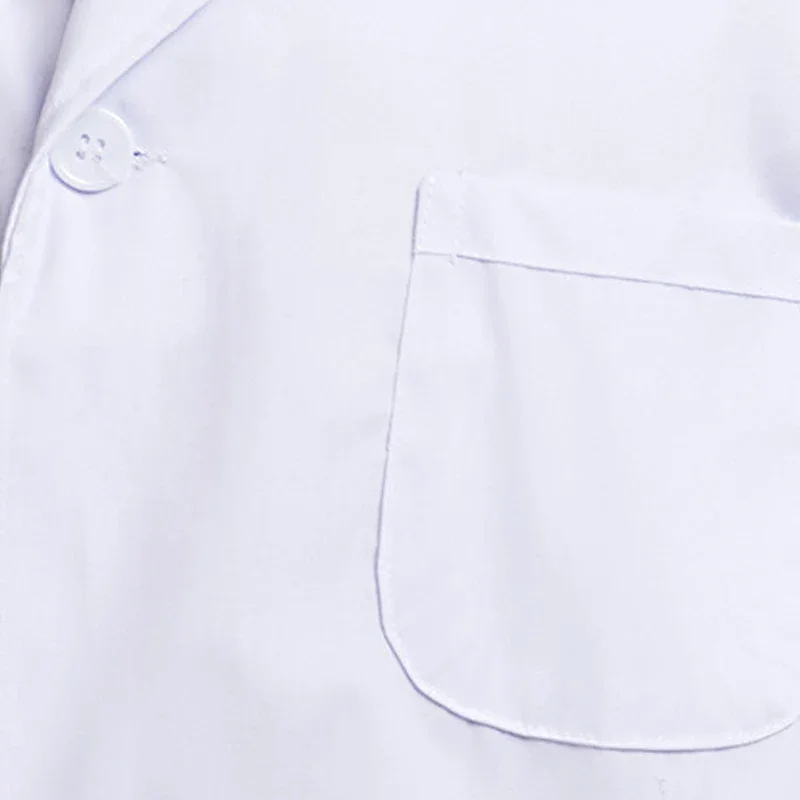 Casaco de laboratório branco de manga comprida masculino e feminino, colarinho de lapela entalhado, abotoado, médico, enfermeira, médico, uniforme, túnica, blusa, unissex