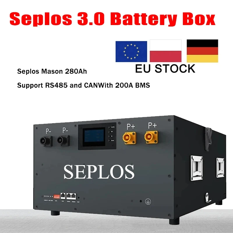 Seplos Mason 280Ah 48V LiFePO4 Battery Box Case with Bluetooth 16S 200A BMS Solar Energy Storage DIY Battery Box Without Cells