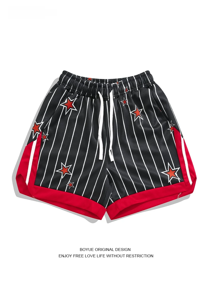 

Мужские американские ретро-шорты Boyue в полоску для баскетбола, уличные повседневные модные тренировочные беговые шорты средней длины для молодежи, летние