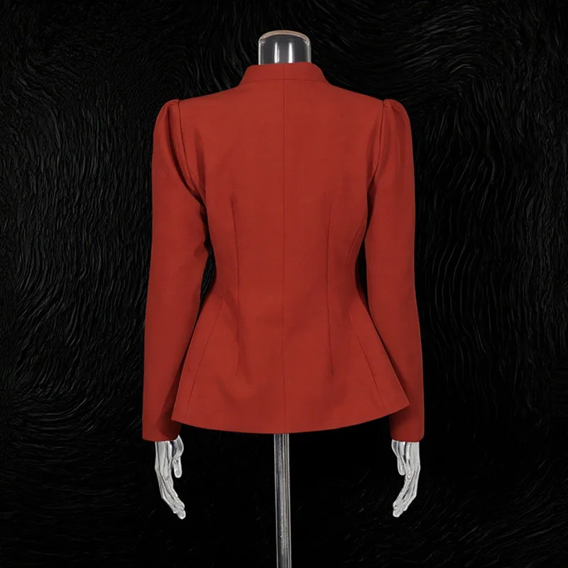 HKSH ربيع الخريف جديد المرأة قطعتين دعوى مجموعة الخامس الرقبة زرر الخصر Cinching السترة بلون مستقيم السراويل الاتجاه HK15195 #5