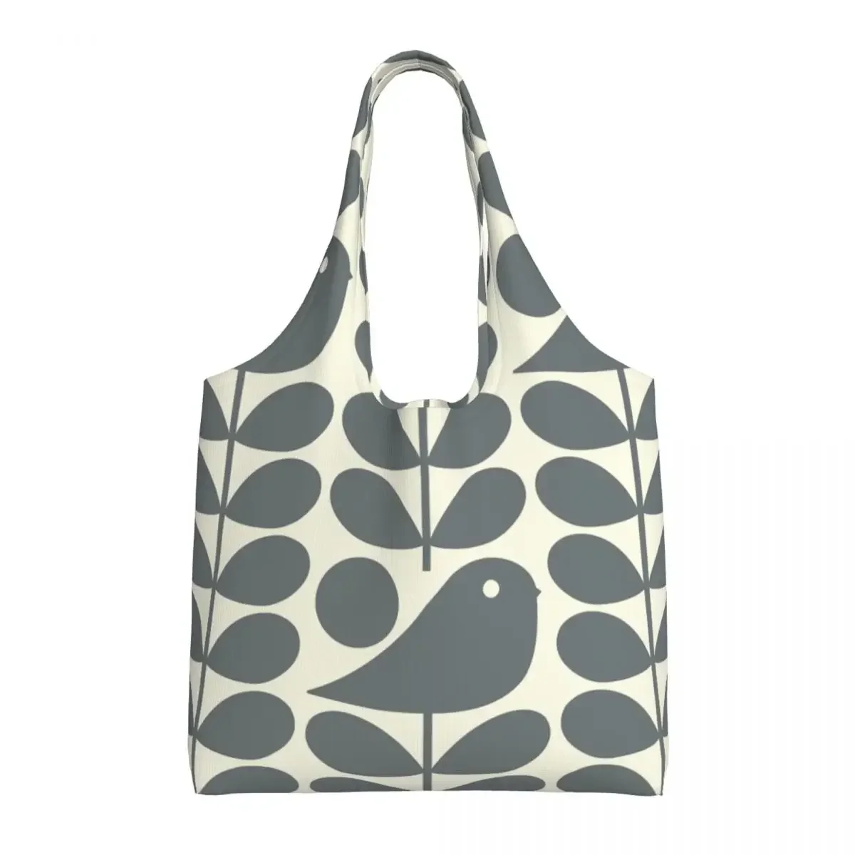 Custom Kawaii Print Orla Kiely Early Bird Cool Grey Shopping Tote Bags Reusable Canvas Shopper Shoulder Photograph Handbags