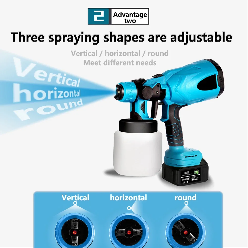 800ML Electric Spray Gun Cordless Paint Sprayer Auto Furniture Coating Airbrush Paint Sprayer for Makita 18V Battery DIY Tools