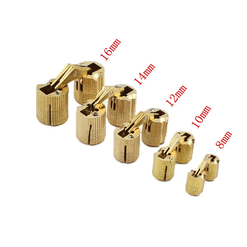 

4PCS 8mm-16mm Copper Barrel Hinges Cylindrical Hidden Cabinet Concealed Invisible Brass Door Hinges For Furniture Hardware