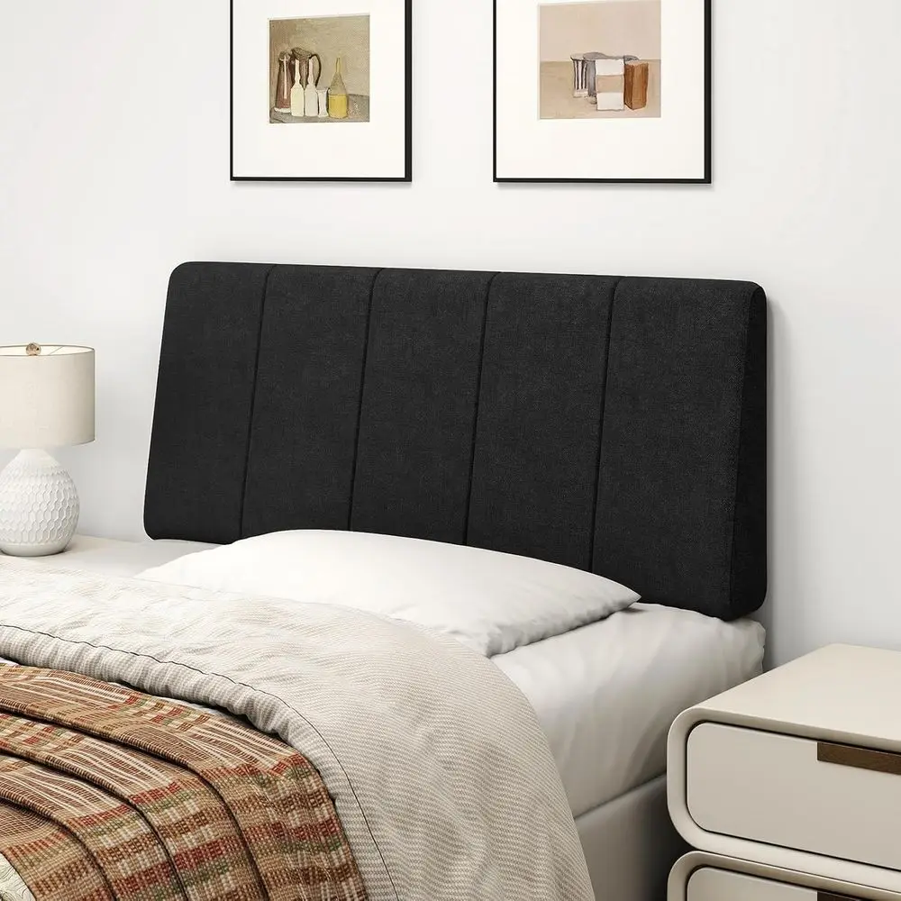 

Twin-Size Upholstered Bed Base - Linen Fabric, Extra-Thick, Black