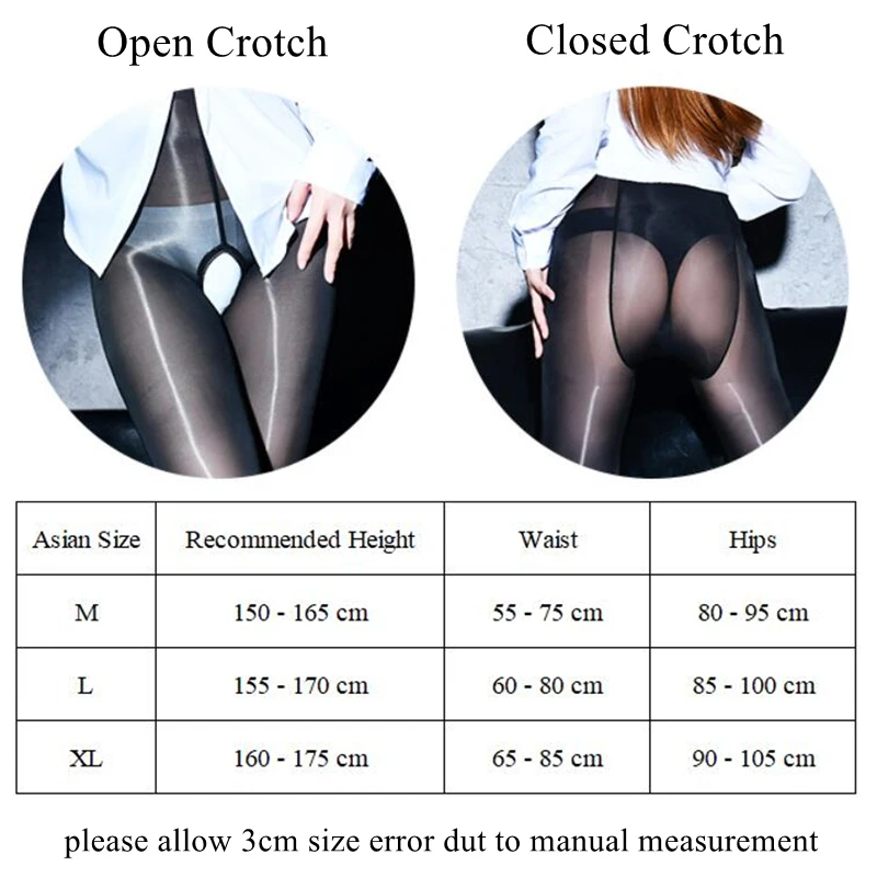 XL Plus Size 8D Oil Shiny Transparent Tights Sexy Open Crotch Pantyhose Glossy Smooth Anti Hook Stockings Party Hosiery