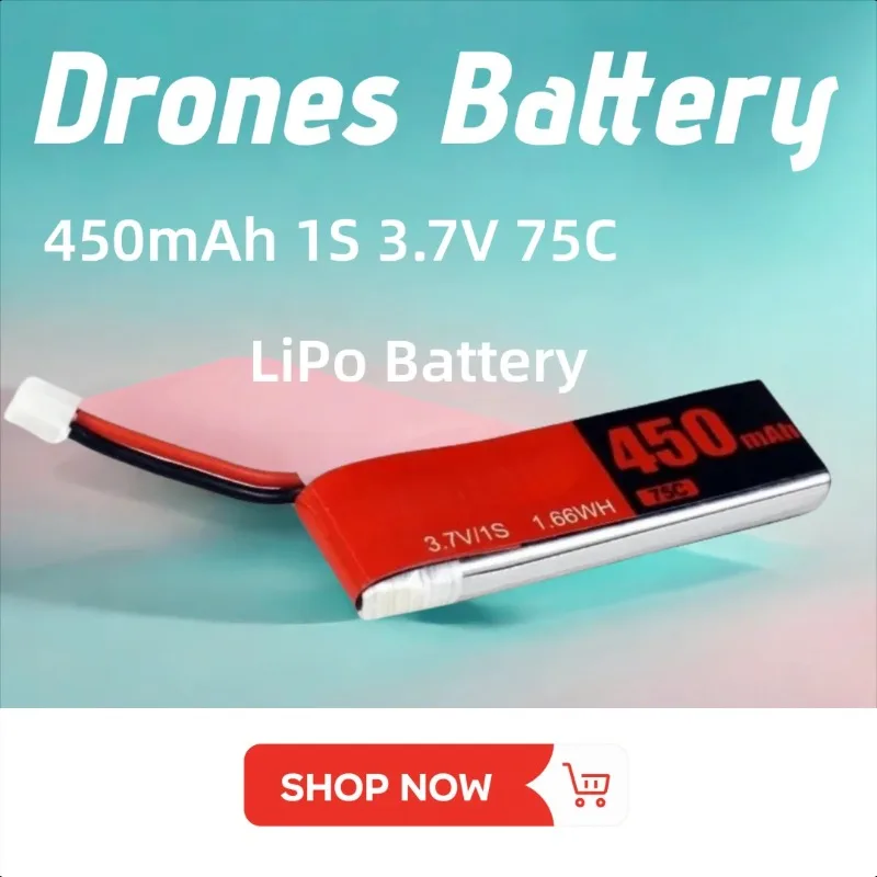 

450mAh 1S 3.7V 75C LiPo Battery for RC Quadcopter Helicopter Cars Boats Drones Rechargeable Battery