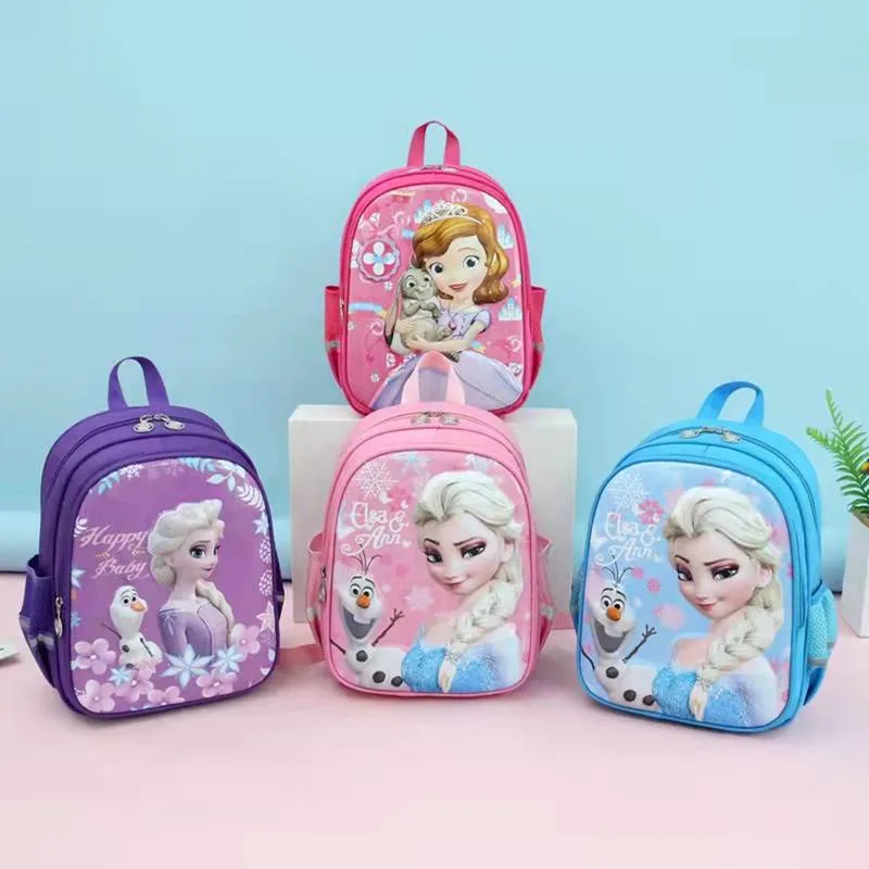 

2022 Disney Frozen School Bags For Girls Elsa Anna Sofia Kindergarten Primary School Student Shoulder Backpack Kids Gift Mochila