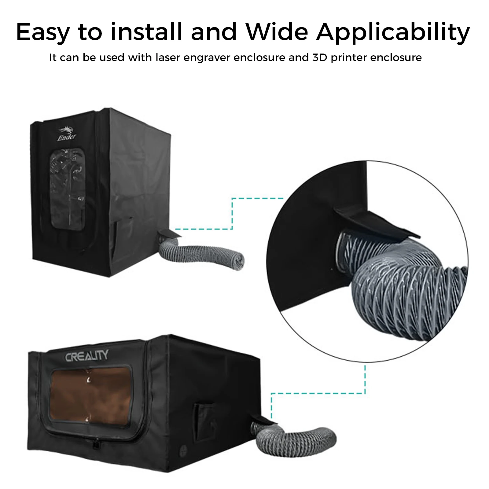 Creality Fume Extraction Kit Efficient Ventilation for 3D Printer Enclosure with Fan Interface and Laser Engraver Enclosure