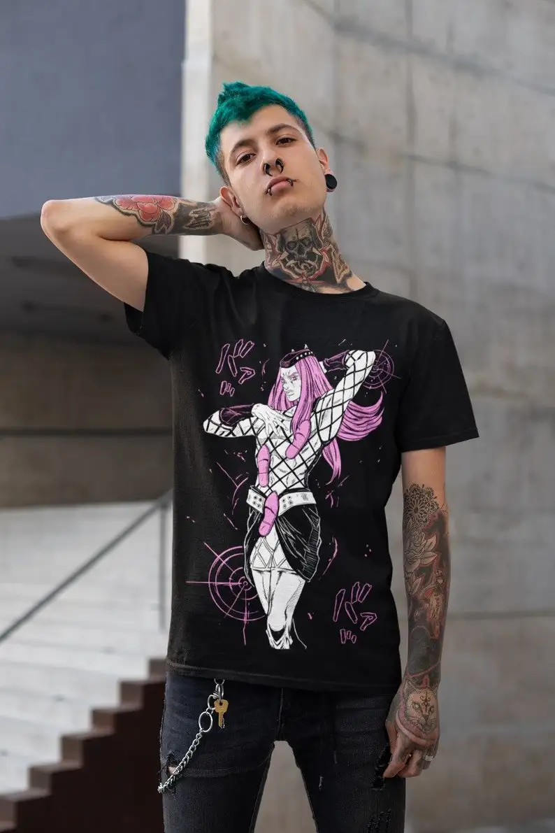 Unisex Heavy Cotton Tee Neon Silhouette - Unisex Shirt for Anime Loversadventure