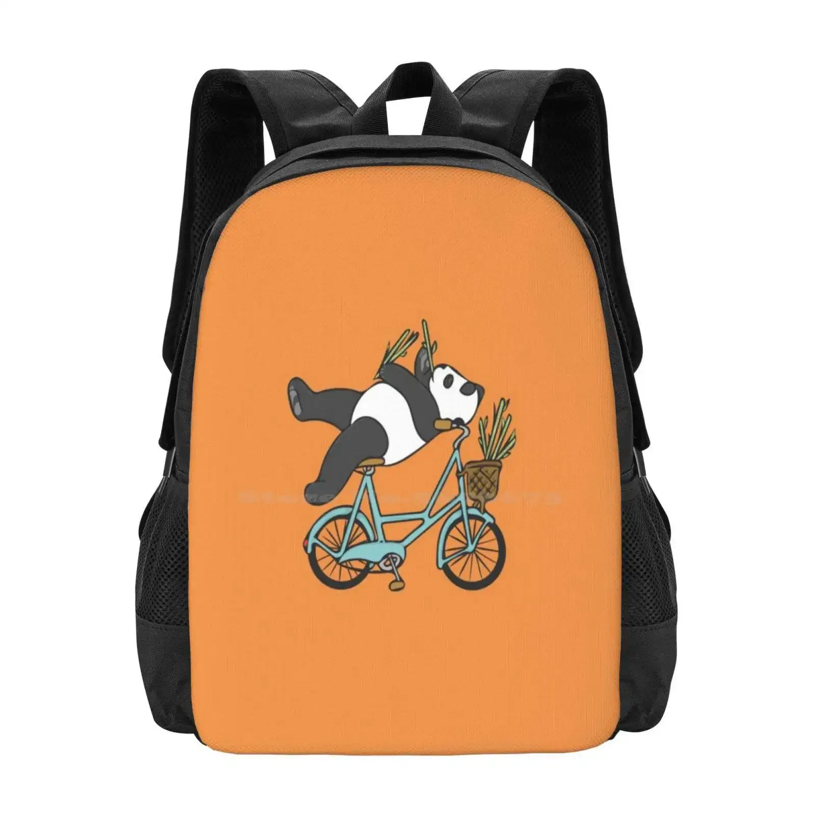 

Bicycling Panda Hot Sale Schoolbag Backpack Fashion Bags Cute Panda Adorable Panda Pandabear Panda Bear Panda Bamboo Panda