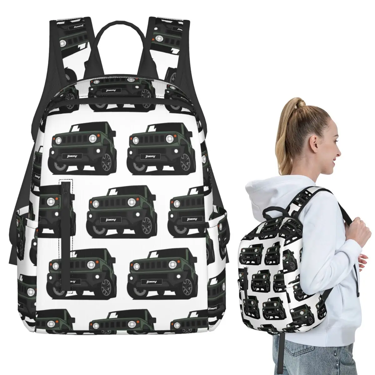 

Green Jimny Backpack Student BookBag Kids School Bag Laptop Shoulder Bags Boys Girls