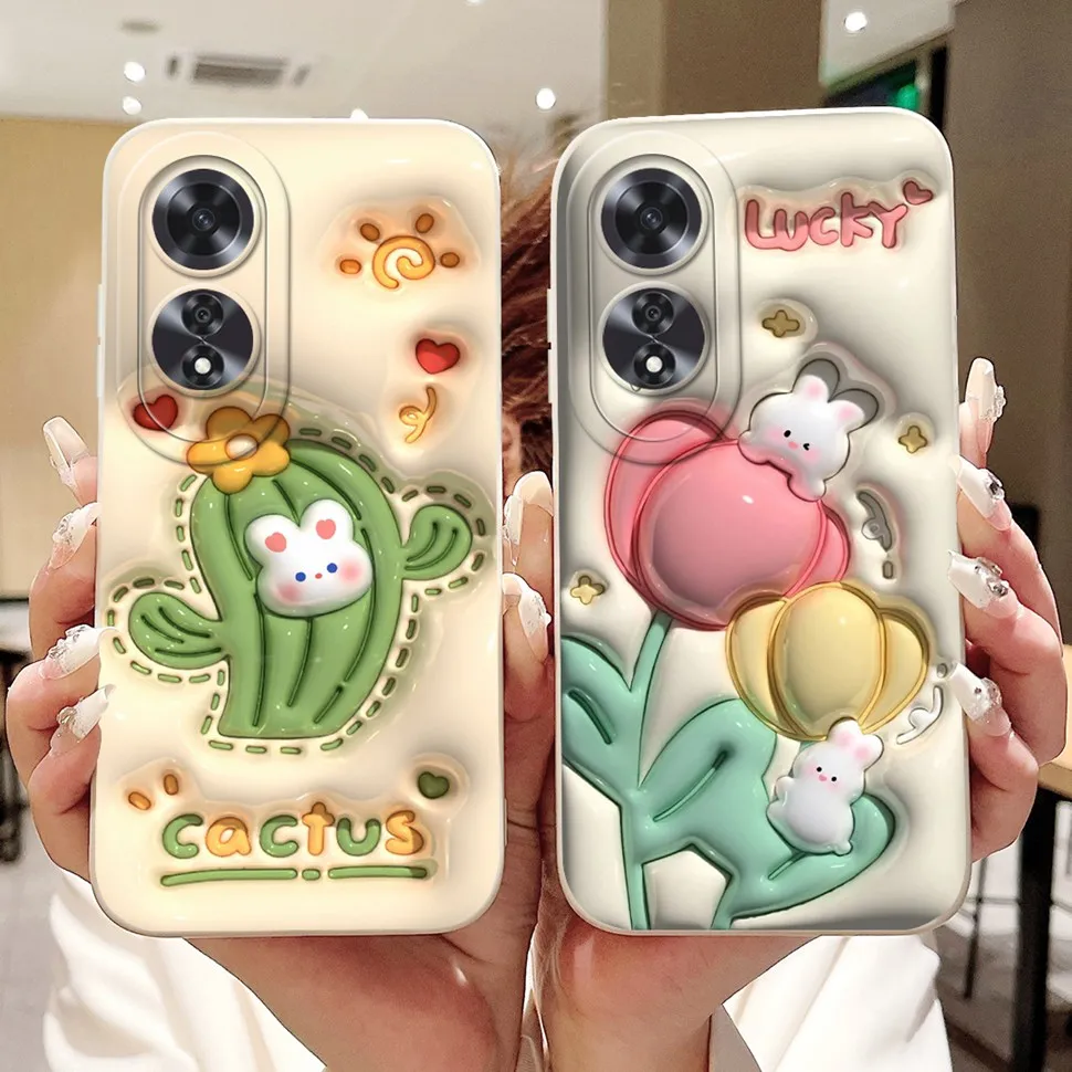 For Oppo A60 2024 Case CPH2631 Cute Cartoon Silicone Cover For Oppo A 60 A60 4G Phone Cases Fundas 6.67