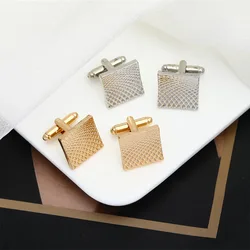 2pc/set Square Men's Cufflinks Simple Geometric Stripes Metal Cufflinks Men's shirt Tie Clip Cufflinks Party Jewelry Set Gifts