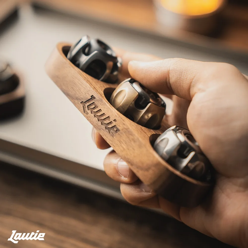 LAUTIE Nano Black Walnut Wood Decorative Base Fidget Spinner Desktop Storage Box Stress Relief Toy