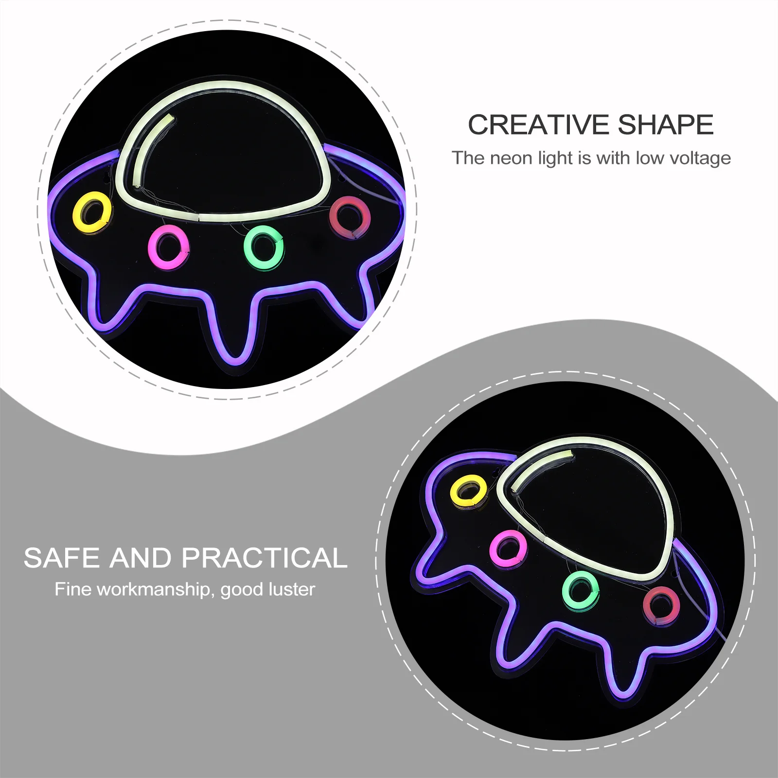 شكل سفينة الفضاء الإبداعية LED النيون تسجيل USB بالطاقة ليلة مصباح الزخرفية ضوء النيون داخلي LED ضوء المصباح حلية #3