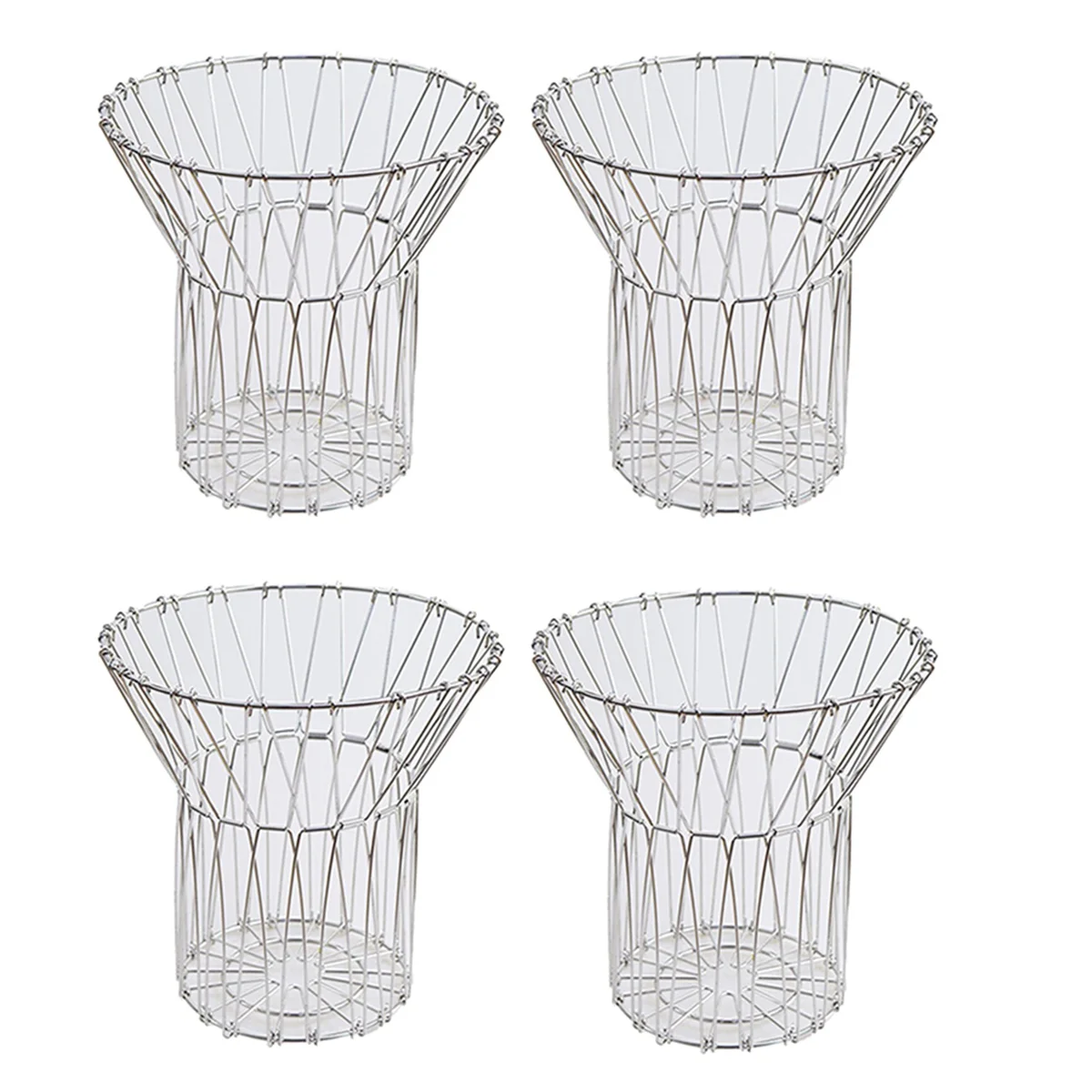 4X Multifunctional Folding Stainless Steel Fruit Basket Gadget Hollow Fruit Basket Storage Basket