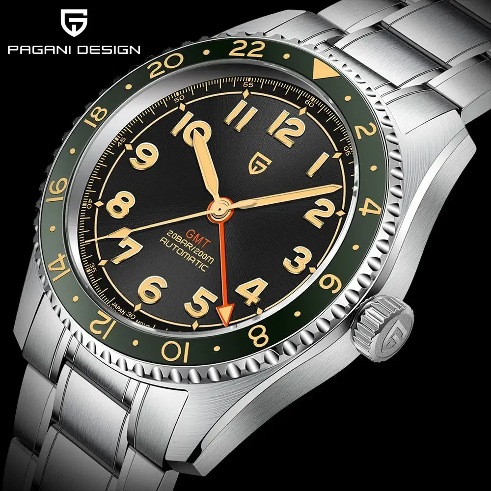 

Pagani Design 2025 New Nh34A Men's Gmt Automatic Mechanical Watch Luxury Sapphire 20Bar Bwg-9 Business Travel Clock Watches for