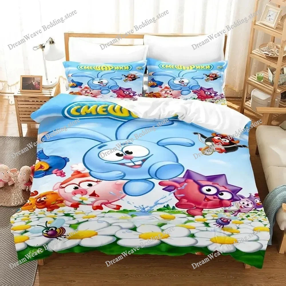 Комплект постельного белья Smeshariki Single Twin Full Queen King Size, комплект постельного белья для взрослых и детей, комплекты пододеяльников с 3D принтом, комплект простыней в стиле аниме