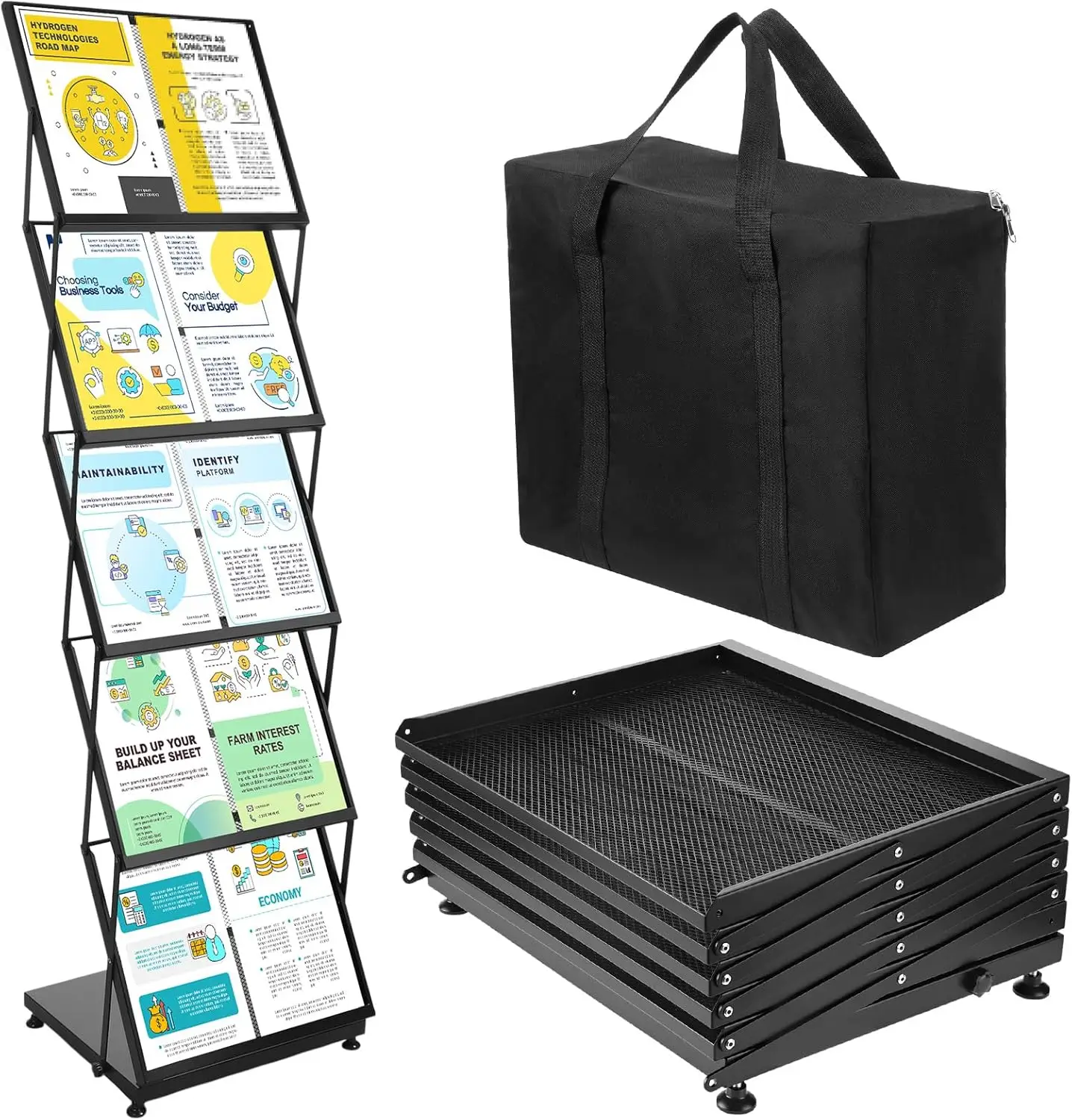 

Brochure Display Stand 5-Tier Foldable Magazine Rack Portable Double A4 Size Literature Brochure Holder Magazine Rack Me