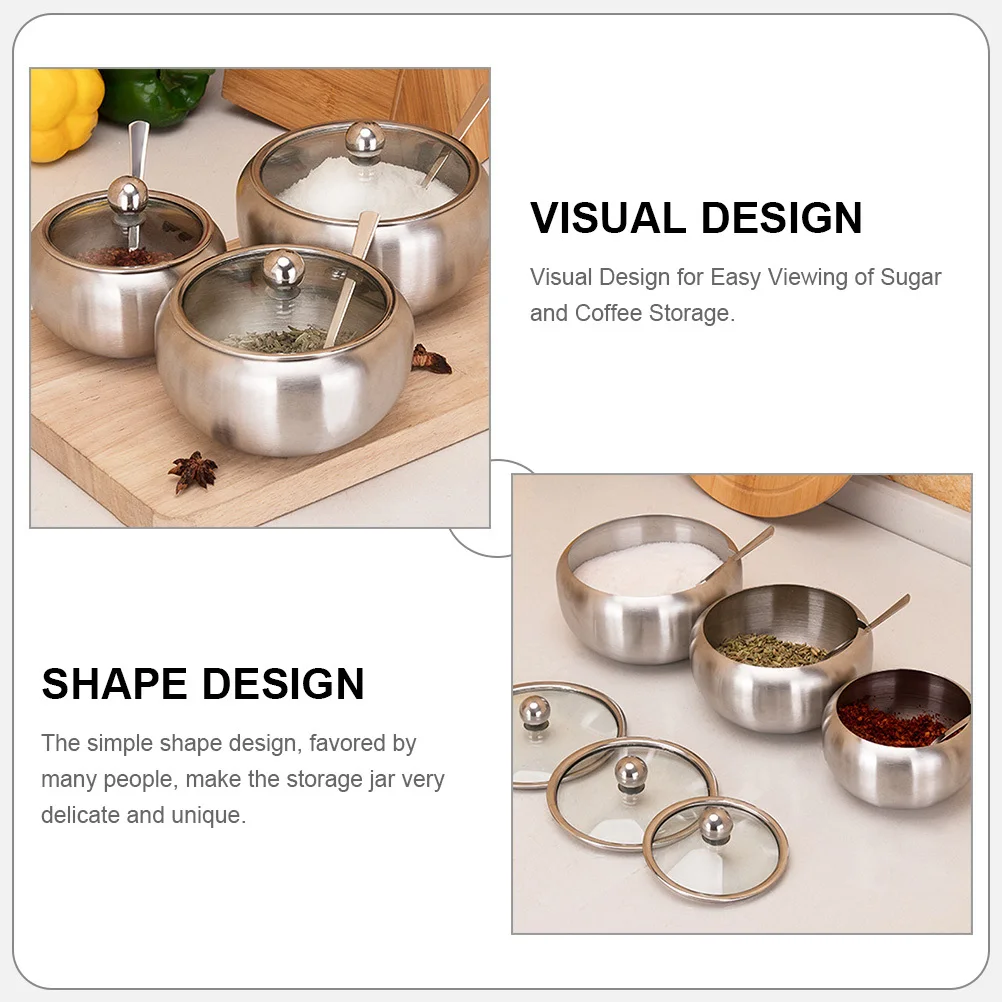 

Stainless Steel Seasoning Jar 450ml Coffee Spice Container Practical Kitchen Tool Salt Pepper Storage Canisters Sets