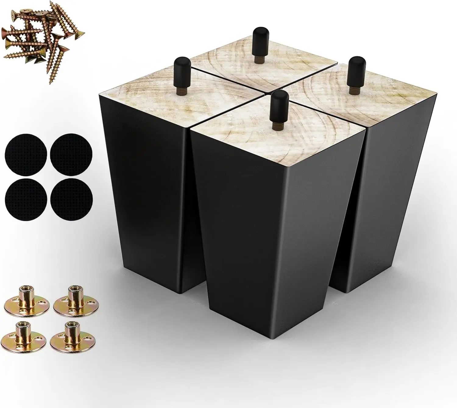 

Wood Furniture Legs 4 inch Sofa Legs Pack of 4,Square Couch Legs Black Mid Century Desk Legs,Sofa Replacement Parts,for Dresser,