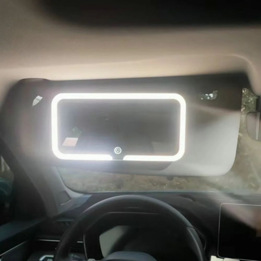 3-Color Switchable Car Sun Visor LED Light Mode Rechargeable Visor Makeup Mirror Convenient Stepless Dimming Vanity Mirror