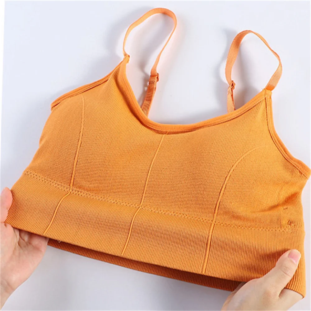 Bralette sem fio sexy para mulheres, sutiã sem costura, tops acolchoados para dormir, costas em forma de V, top de tubo esportivo, lingerie respirável, roupa íntima