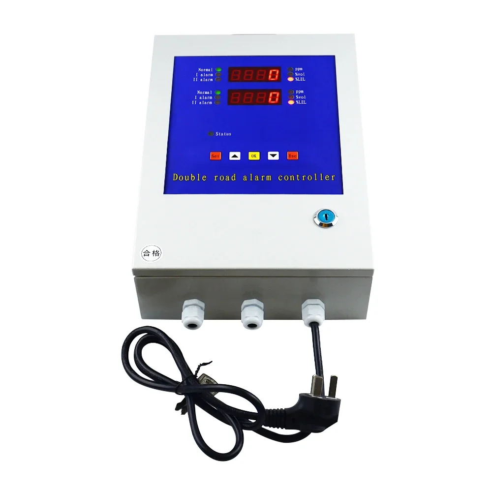 Two channels LPG O2 NH3 H2S O3 gas leak detector use control panel gas alarm controller