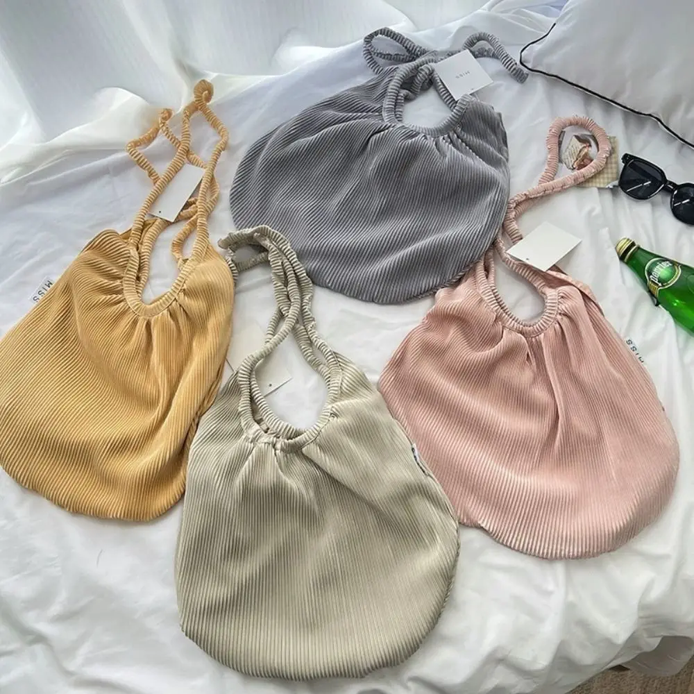 Casual Knitted Shoulder Bag Large Capacity Candy Color Tote Bag Shopping Bag Woman Girls