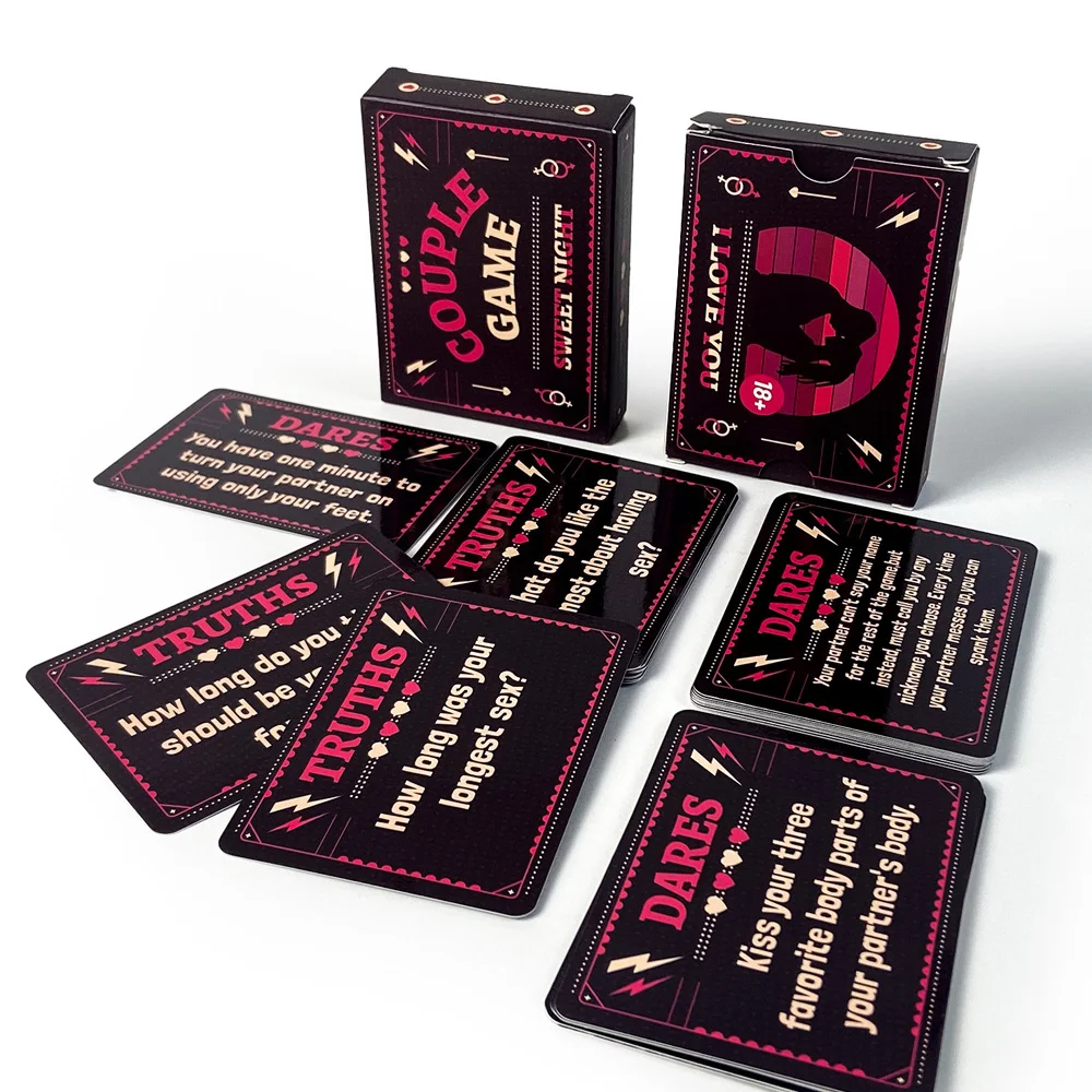 

Couple Game Sweet Night - 50 Adult Intimate Truth or Dare Cards, Spicy Romantic Board Game Valentine Anniversary Gift for Couple