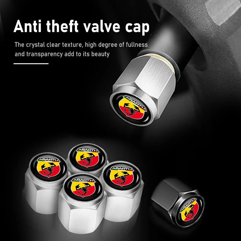 Para Abarth 5 uds rueda de neumático de coche de Metal tapa antirrobo cubierta de vástago de válvula de aire Fiat Grande Punto Tipo Stilo Ducato Palio 500x