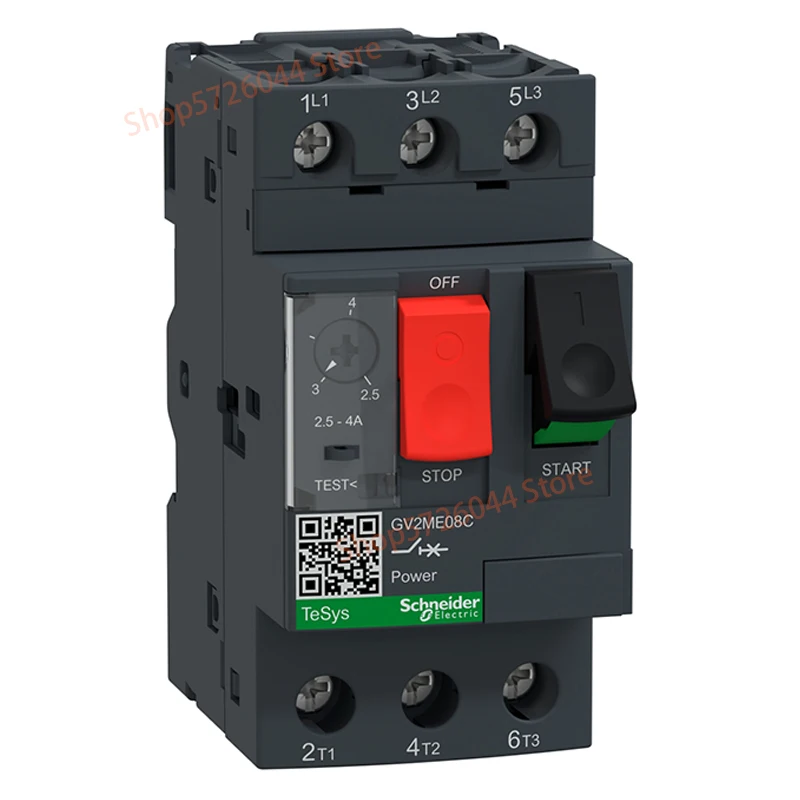 

GV2ME08C TeSys Deca motor thermomagnetic circuit breaker GV2ME, push button (control), thermal blurt range: 2.5-4 A, screw clamp