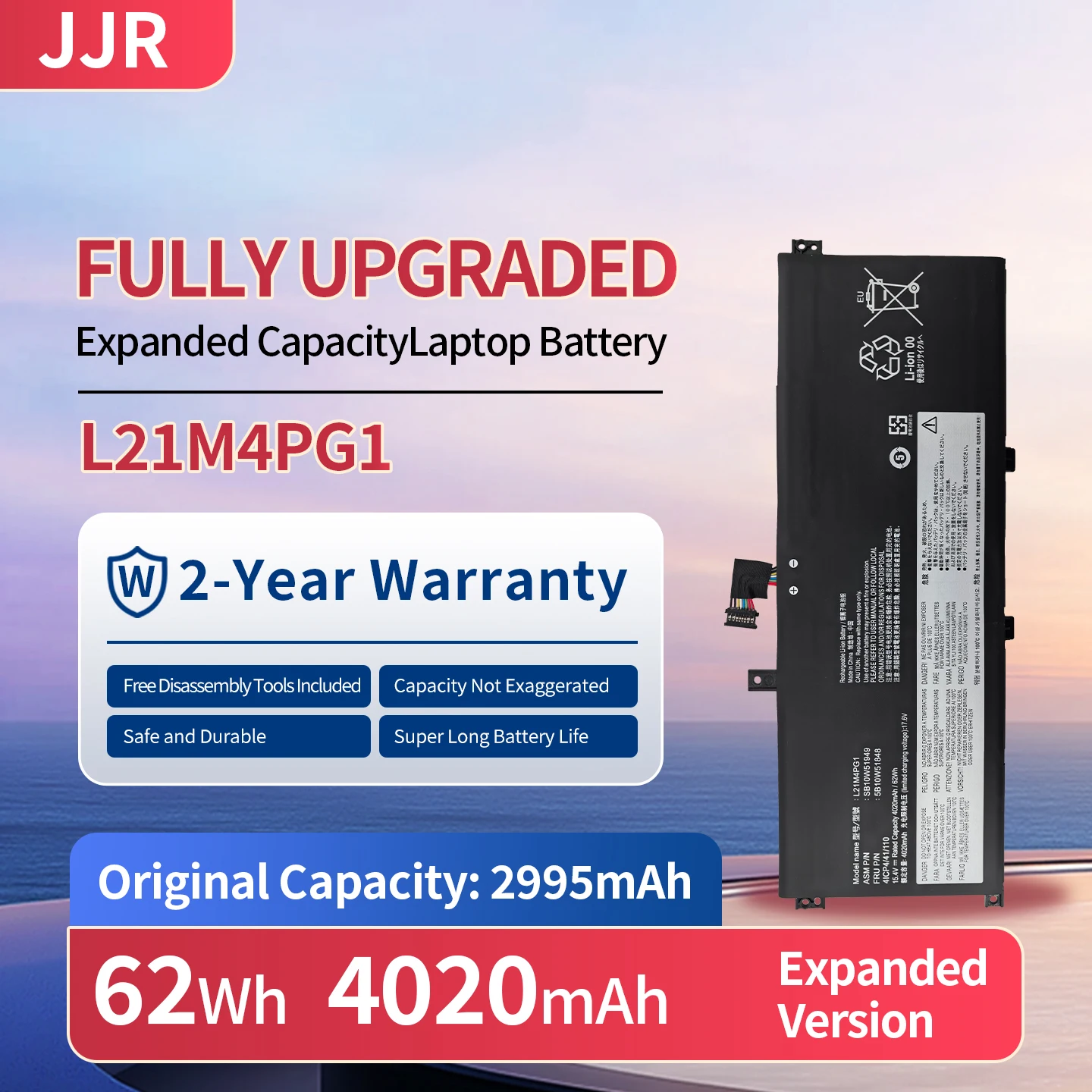 L21M4PG1 4020mAh/62Wh 15.4V Higher Capacity Replacement Laptop Battery for Lenovo ThinkPad L13 Yoga Gen 3 S2 Gen 7