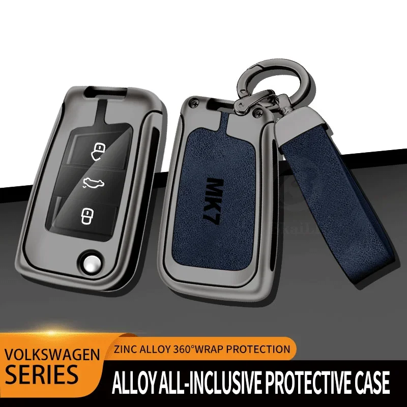 Auto TPU Zinc Alloy Key Case Bag For VW Volkswagen GOLF 7 MK7 Car Key Chain Car Metal Key Shell Interior Decoration Accessories