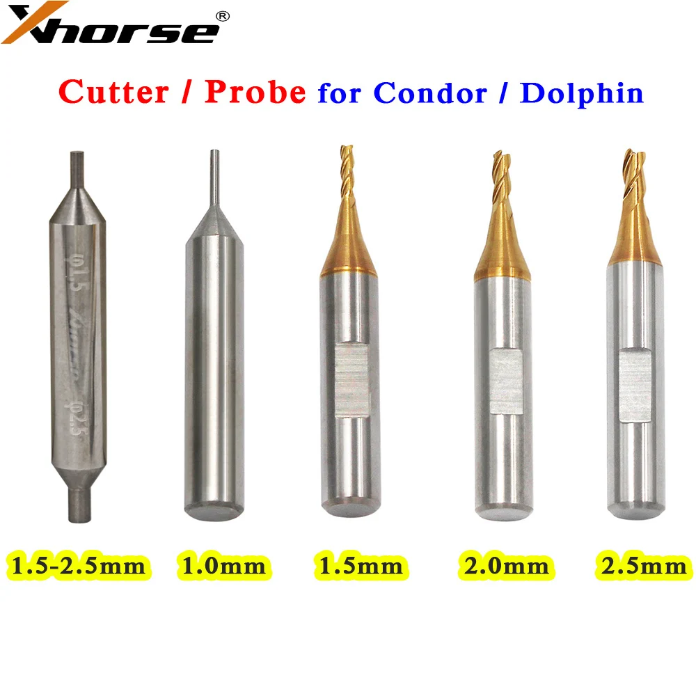 Xhorse 콘도르 XC 미니 플러스 XC-007 돌핀 XP-005 XP-007 키 커팅 머신용 밀링 커터 프로브, 1.0mm, 1.5mm, 2.0mm, 2.5mm