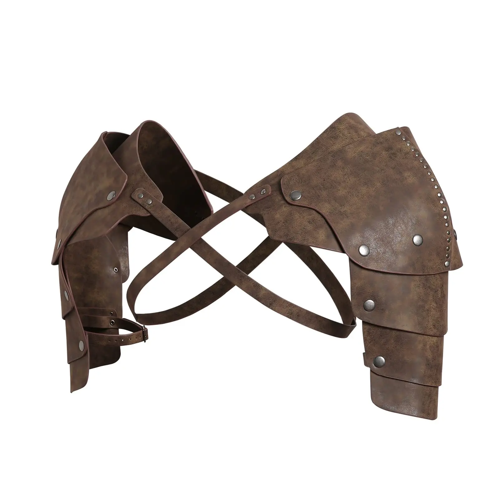 Spalla medievale Pauldron Knight regolabile fibbia marrone Steampunk spalla armature copertura mantello per Cosplay Party Men Costume