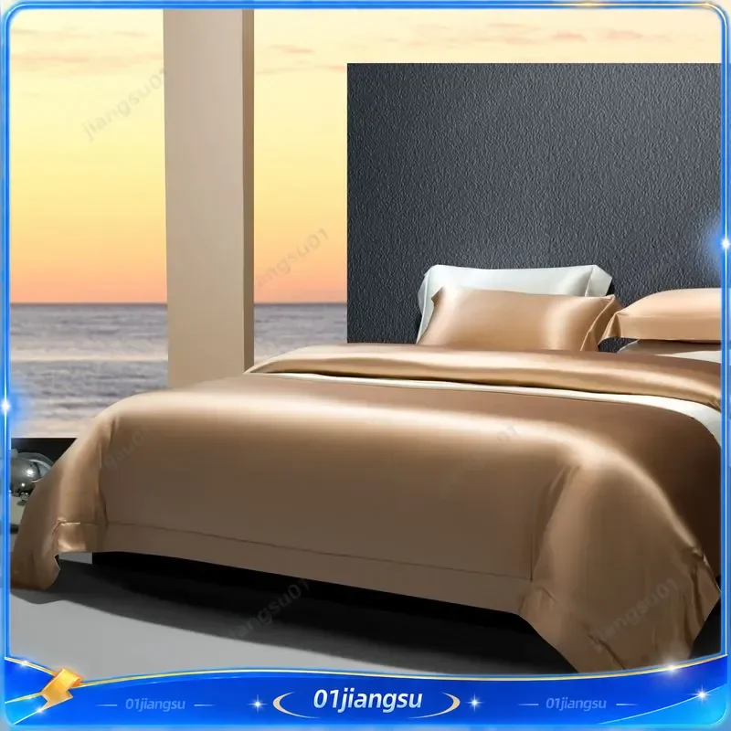 100% Mulberry Silk Bedding Set 4 Piece Heavy Weight Wide Silk Duvet Cover Sheet Pillowcase Luxury Smooth Naked Sleep Home