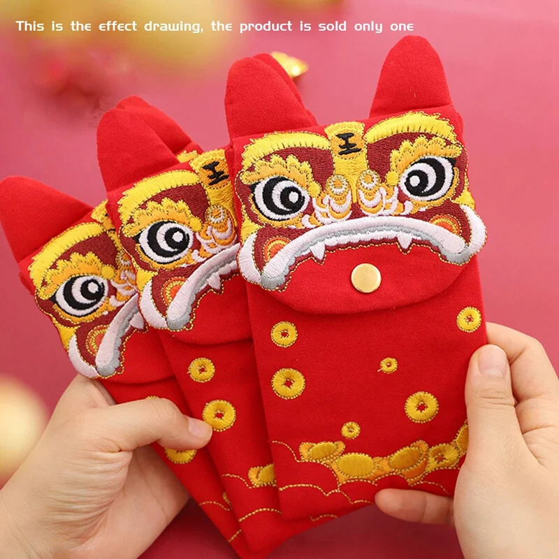 1 Stuks 2022 Tijgerjaar Canvas Borduurwerk Rode Pakjes Lentefestival Nieuwjaarsgeschenk Rode Envelop