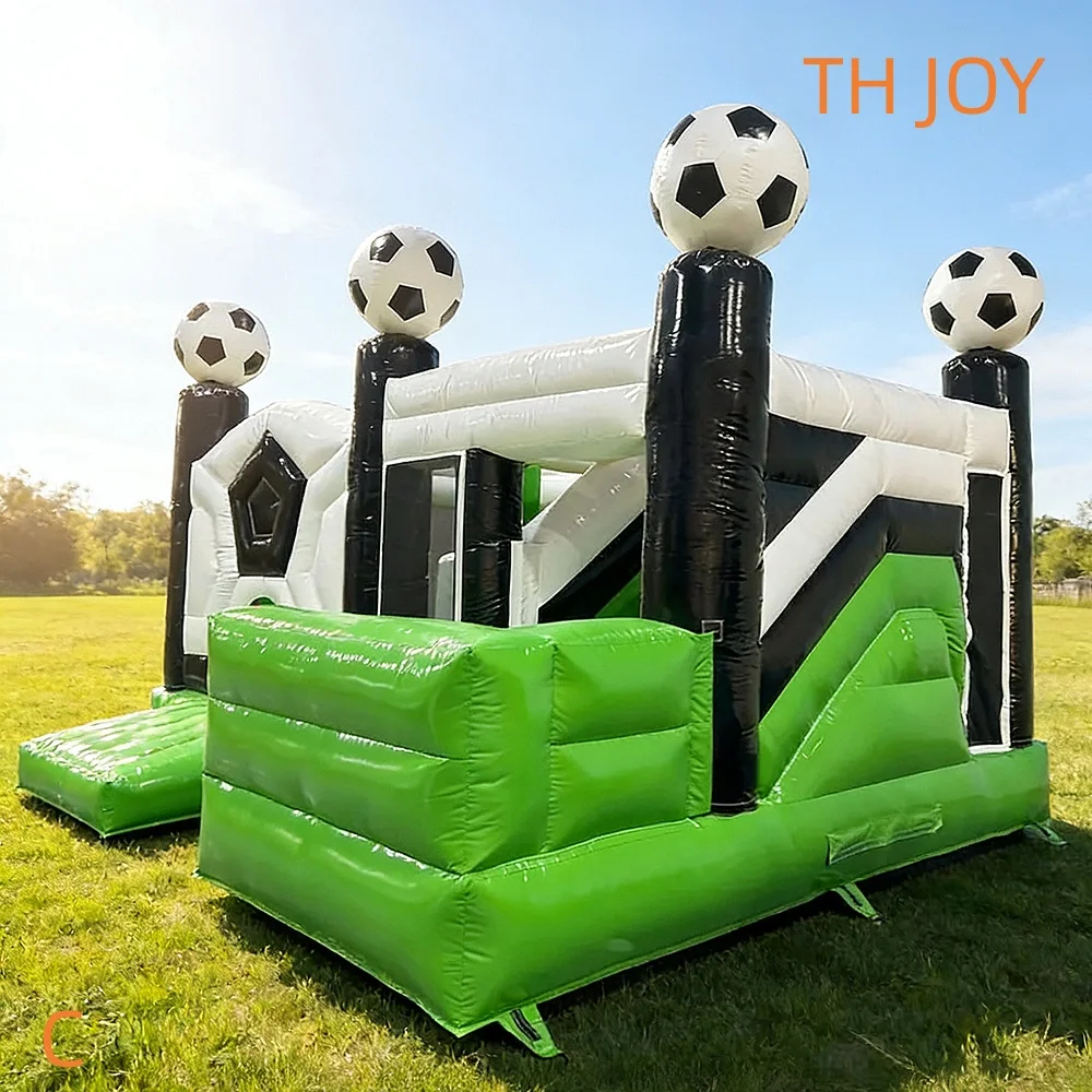 Commerial Football aufblasbares Moonwalk Bounce House Fußball-Türsteher Combo Slide-Spielzeug zu verkaufen