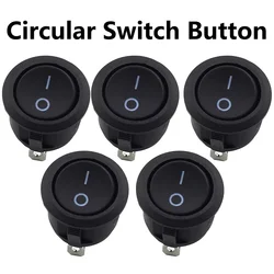 5PCS Black 2 Pin ON/OFF Round Rocker Switches 6A/250VAC 10A125VAC 20mm Diameter Plastic Push Power Button Switch Toggle Switch