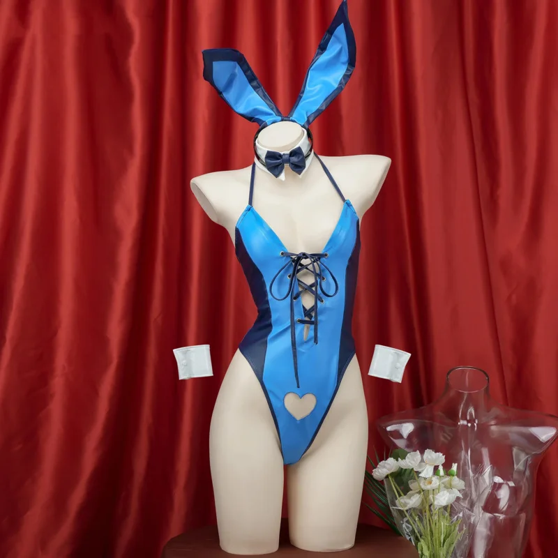 2025 Nuovo Anime Bunny Girl Love Hollow Leather Halter Body Uniforme Vestito Costume Cosplay Halloween Simpatico Coniglio Gioco di Ruolo Unde