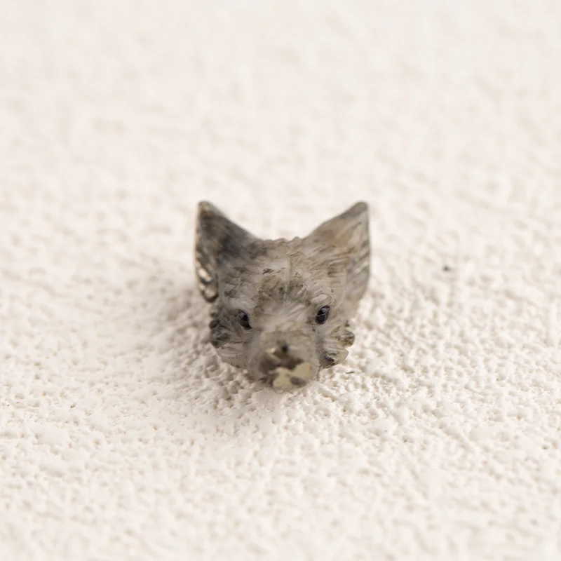 

Silver Grey Pyrite Wolf Head Pendant for Necklace Fashion Handmade Jewelry Charm Gift Accessories 22x14x8mm 4.3g